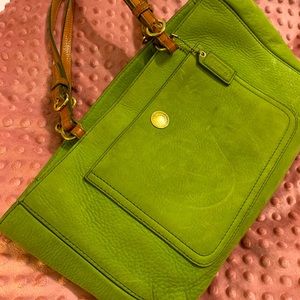 Ive Green suede coach, tote, bag authentic and good condition